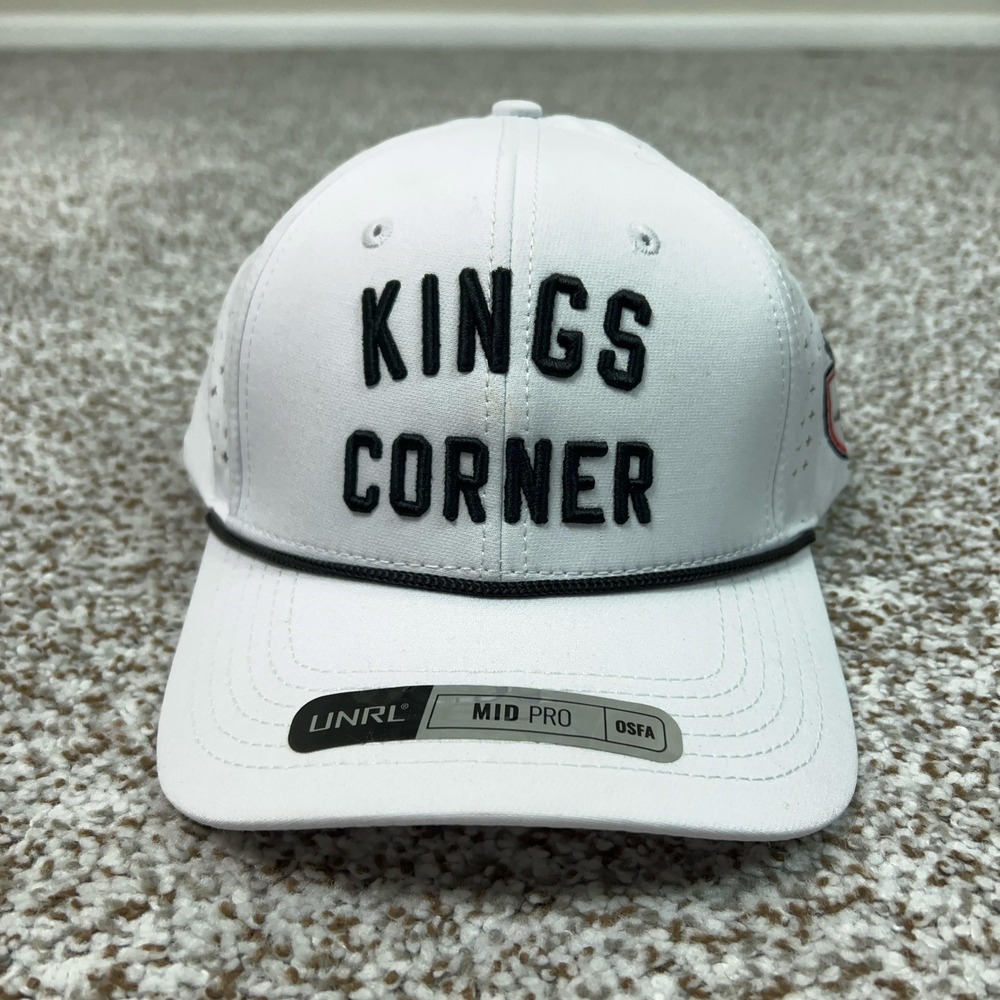 UNRL Hat Cap Snap Back Mens White Black Kings‎ Corner Golf Performance OSFA